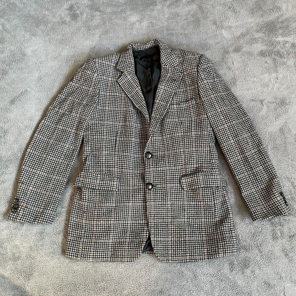 Puccini Multi Plaid 2 Buttons Brown Black Casual Coat Men's Size 40 L